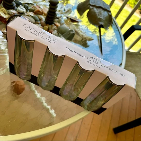 Rachel Zoe Iridescent Champagne Flutes (4) 10 ounces each - Picture 2 of 3